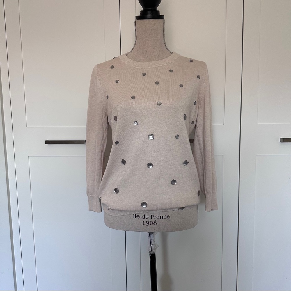 Banana Republic  Cream Sweater with Silver Details